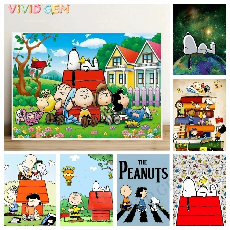5D Diamond Painting Kit Full Drill - VIVID GEM 2026 新しいかわいいスヌーピーの漫画犬 5D DIY
