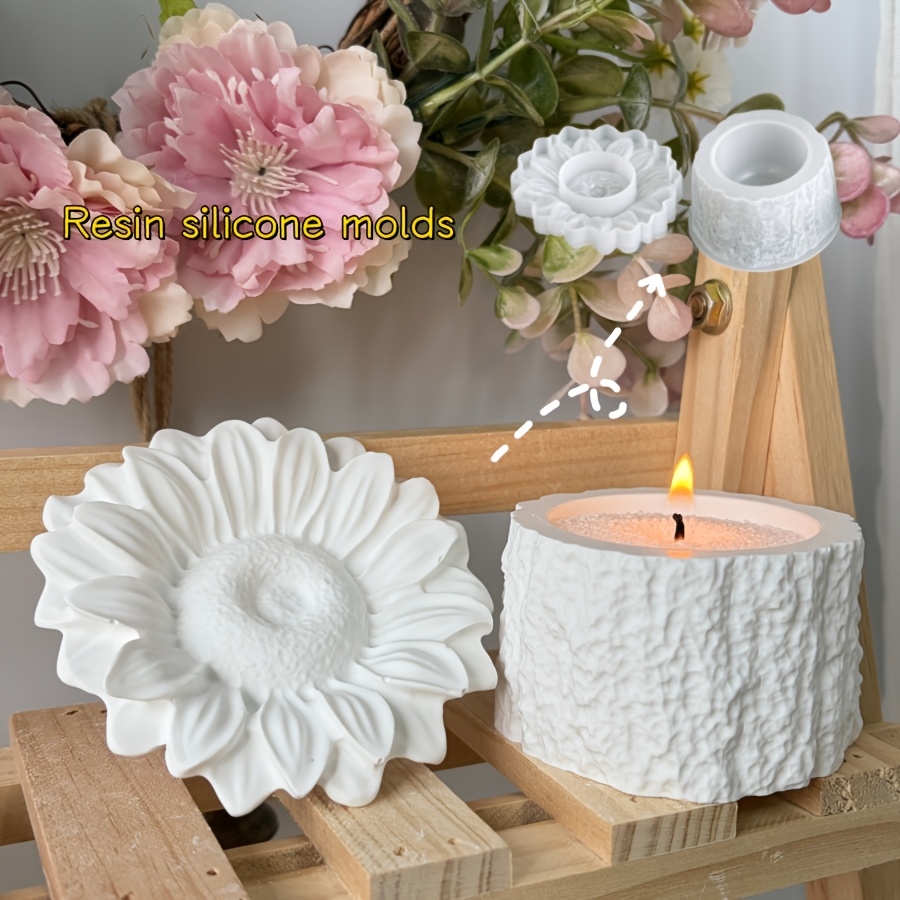 Silicone Epoxy Resin Molds Set - レジンシリコンモールド | 2ピースセット バレンタインデー ひまわり収納ボックス オーナメントモールド