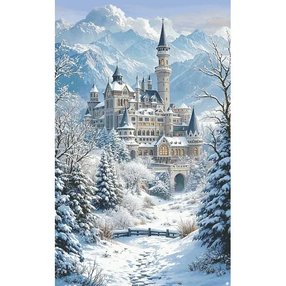 Cross Stitch Stamped Kits Beginners - | 初心者向けDIYクロスステッチキット 11CT 14CT 16CT、プリント済みキャンバス、綿糸、針[ZZ8559-冬の秘密の世界]