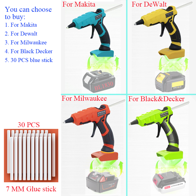 マキタ、デウォルト、ミルウォーキー18Vリチウムイオンバッテ - Hot Melt Glue Gun Cordless のレビューと価格