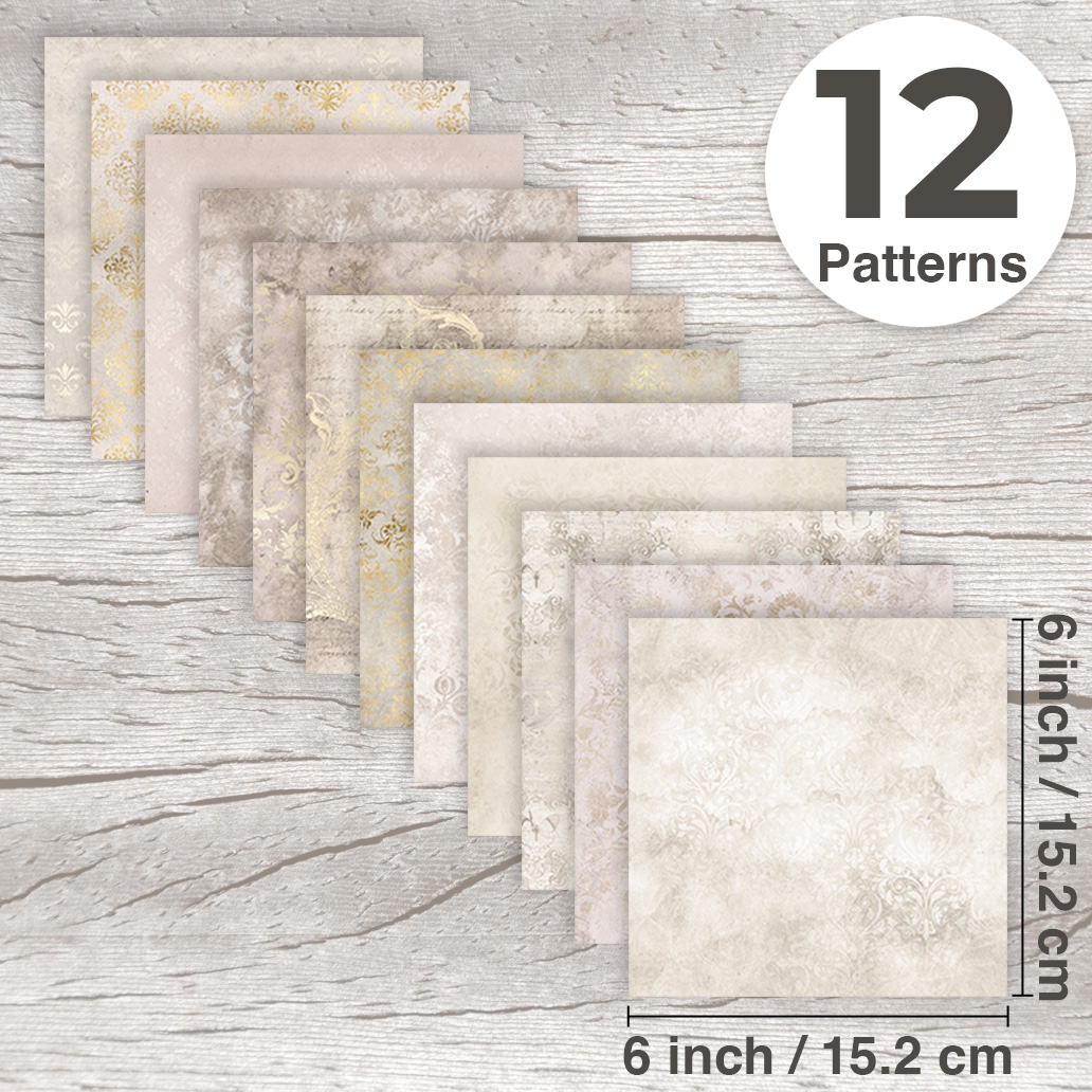 12/24/36枚入り 6インチ ヴィンテージ アイボリー  - Vintage Junk Journal Scrapbooking Paper のレビューと価格