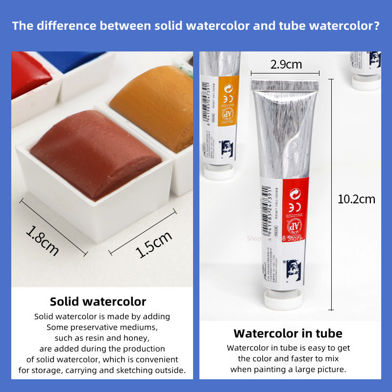 アーティスト無地水彩ピカソチューブカラーブロック初心者手描き - Watercolor Paint Set Solid Pigment のレビューと価格
