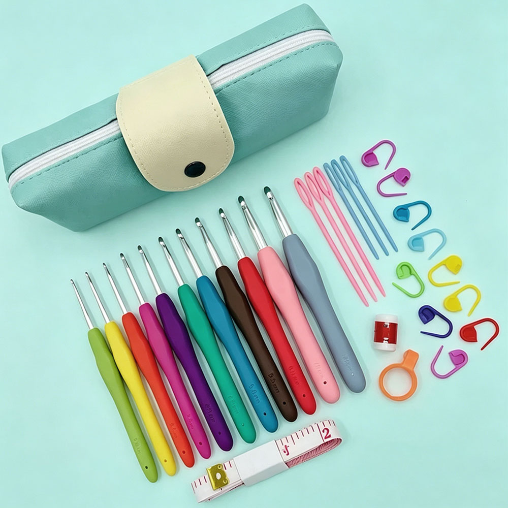 37個のかぎ針編みフックキット、収納バッグ付き、ソフトハンド - Sewing のレビューと価格